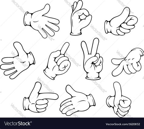Cartoon Hand Gestures Set Royalty Free Vector Image