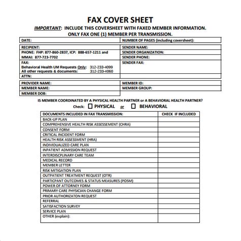 medical fax cover sheet templates   ms word