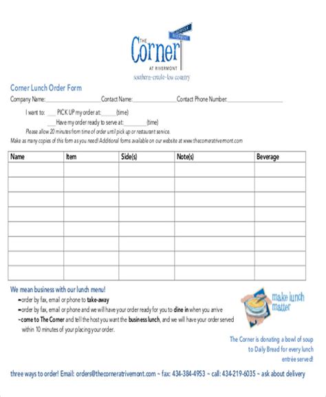 Printable Lunch Order Form Template Printable Templates Free