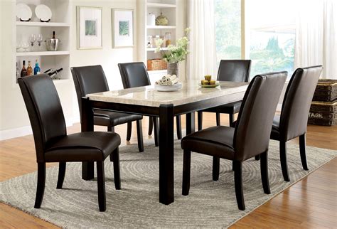 Plus, design your own dining table as part of our designed by you collection. Furniture of America Dark Walnut Lucius Marble Top Dining ...