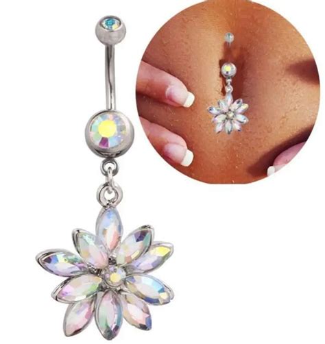 2017 High Quality Medical Steel Crystal Rhinestone Belly Button Ring Dangle Navel Body Jewelry