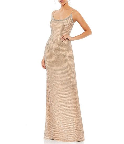 Mac Duggal Beaded Spaghetti Strap Scoop Neck Sheath Gown Dillard S