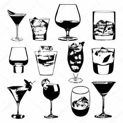 Glasses Vector Cocktails Whiskey Drinking Party Menu