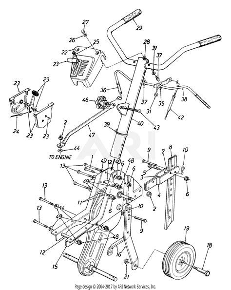 Mtd 214 340 190 Roto Boss 500 1994 Parts Diagram For Handle And Frame