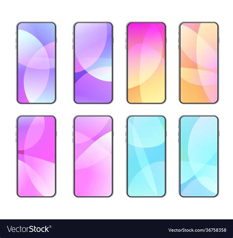 Wallpaper On Phone Screensaver Colorful Set Vector Image
