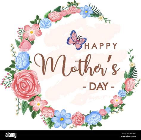 Template Design For Happy Mother S Day With Flowers And Butterfly