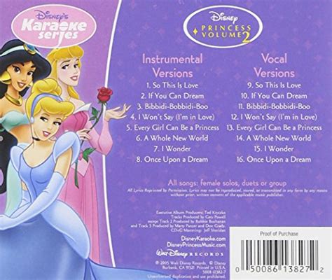 Disneys Karaoke Series Princess Vol 2 050086138272