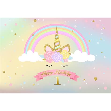 Horizontal Vinyl Unicorn Photography Backdrops Rainbow Baby Shower My