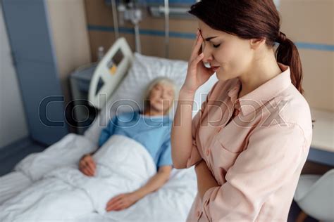 selective focus of upset daughter with stock image colourbox