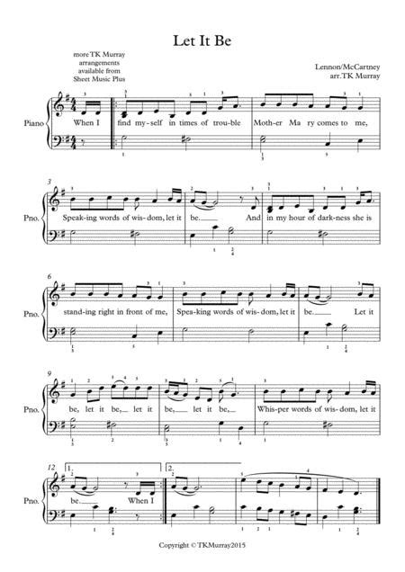 Let It Be Beatles Easy Piano By The Beatles Digital Sheet Music