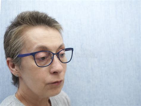 Woman In Glasses And Short Hair Stock Image Image Of Thoughtful Aged