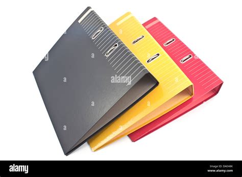 Three Colorful Office Folders Isolated On White Stock Photo Alamy