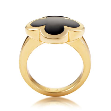 Van Cleef And Arpels Pure Alhambra 18k Yellow Gold Onyx Ring Ebay