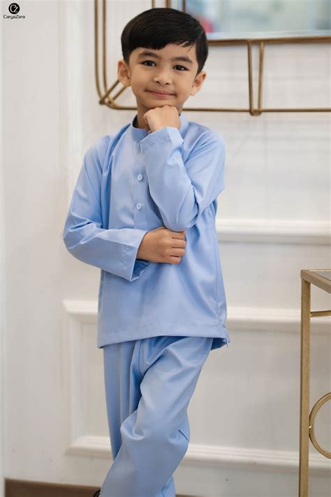 Get baju melayu tailored from high quality cotton fabric. Fateh Kids Baju Melayu - Baby Blue