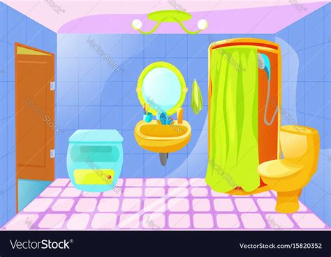 Bright Cartoon Bathroom Interior Royalty Free Vector Image