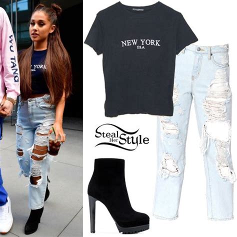 Ariana Grande New York Tee Ripped Jeans Steal Her Style Ariana