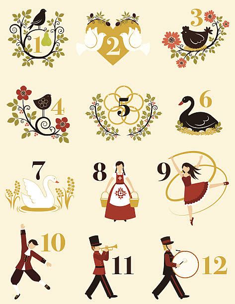 The Twelve Days Of Christmas Illustrations Royalty Free Vector