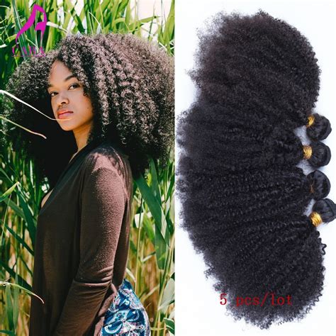 Affordable high quality curly human hair weave 3 bundles with closure. 5pcs Brazilian Afro Kinky Curly Hair Weave Bundles 55g ...