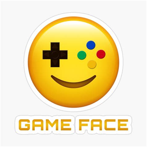 Game Face Emoji Emoticon Yellow Gamer Controller Face Sticker For