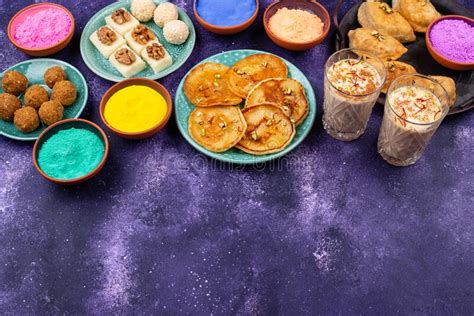 Traditional Indian Holi Festival Food Stock Photo Image Of Colours