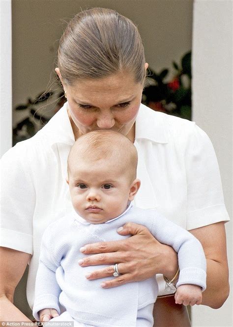 The Crown Princess Kisses Her Baby Son Oscar Who Was Making His First