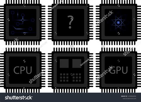 Cpu Microprocessor Chips Icons Set Vector Stock Vector Royalty Free