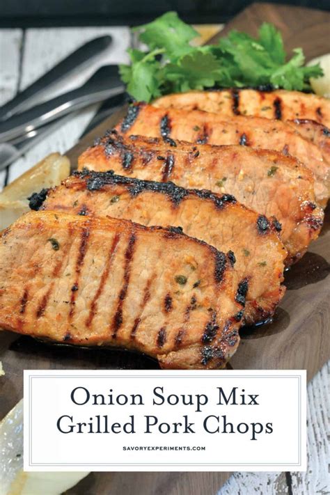 The dry blend saves measuring time by as a coating, lipton onion soup mix teams with breadcrumbs to create a savory crust on baked pork chops. Onion Soup Mix Grilled Pork Chops - An Easy Pork Chop Recipe