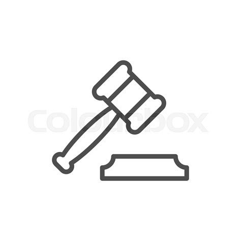 Judge Gavel Or Auction Hammer Line Outline Icon Stock Vector Colourbox