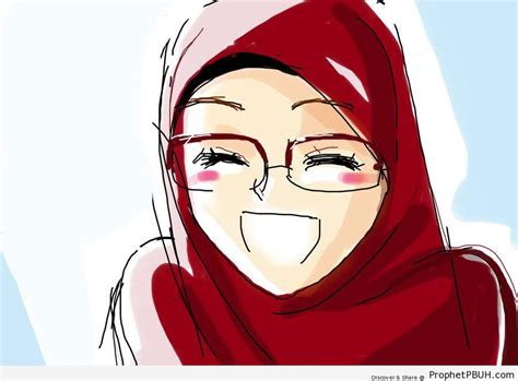 Happy Glasses Wearing Hijabi Drawing Drawings Prophet Pbuh Peace