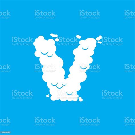 Letter V Cloud Font Symbol White Alphabet Sign On Blue Sky Stock