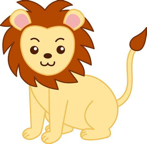 Cute Cartoon Animals Little Golden Lion Clip Art Free Clip Art