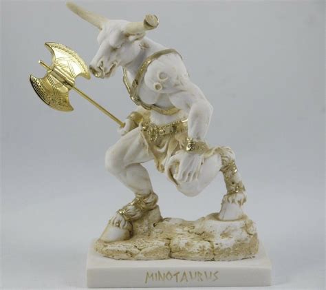 Minotaur Greek Mythology With Labrys Statue Gold Alabaster 59 Minotaur Greek Mythology With