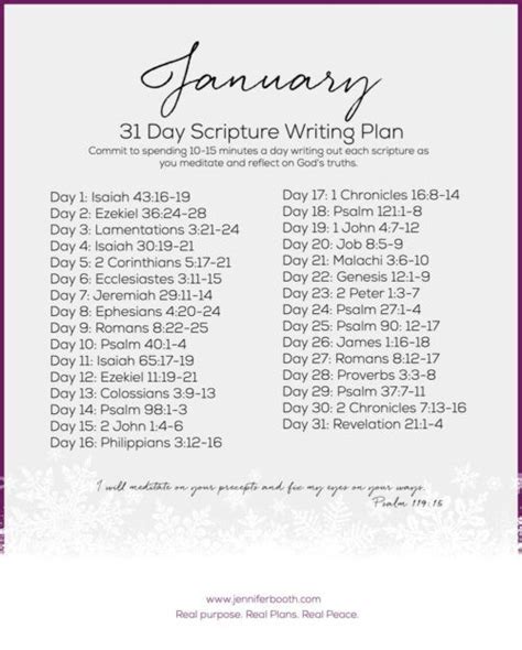 January Scripture Writing Plan January Scripture Writing Writing