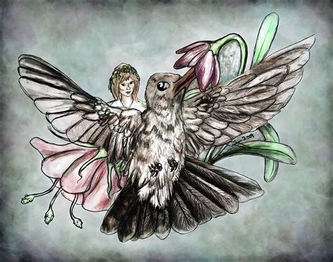 Hummingbird Fairy Daughter Of Eve Painting By Janice Moore