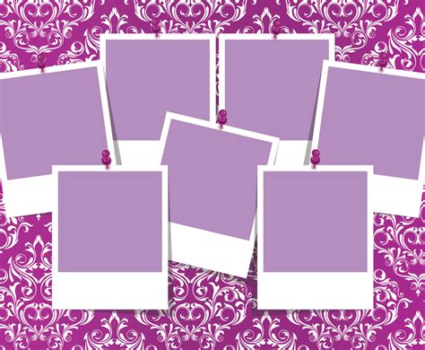 Colorful Damask Photo Collage Template Vector Art And Graphics