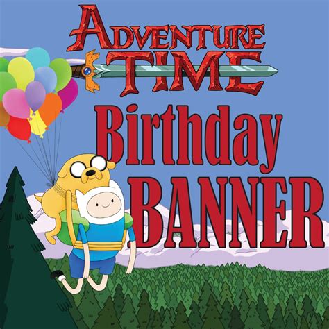 Adventure Time Banner Happy Birthday Digital A4 Etsy