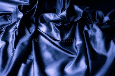 Texture Background Pattern Dark Blue Silk Fabric Stock Image Image