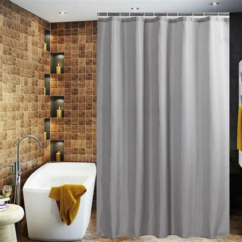 Polyester Bath Curtain Waterproof Shower Curtain Solid Gray Color