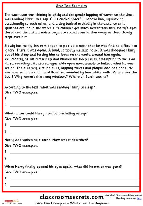 Give Two Examples Ks2 Reading Test Practice Classroom Secrets