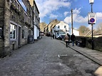 Haworth in the UK in March 2020. A view of the town of Haworth in ...