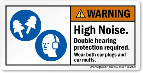 High Noise Double Hearing Protection Required Ansi Label Sku Lb 2809