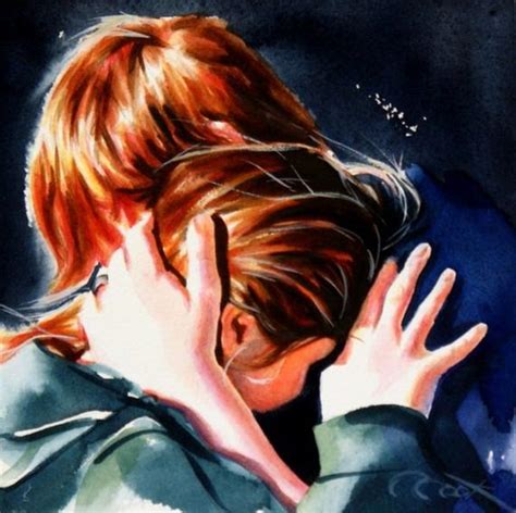 Romantic continuous hand drawn sketch people. Young Love Art Romantic Couple Original Watercolor Painting