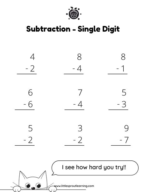 Stacked Subtraction Worksheet Little Sprout Art Learning