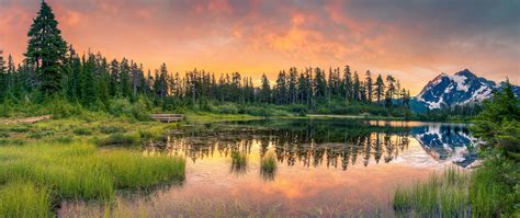 Download 2560x1080 Wallpaper Clean Lake Mountains Range Trees Nature Images