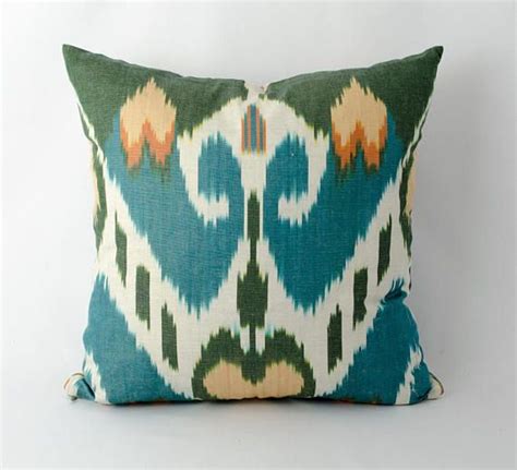 15x15 Green Blue Ikat Pillow Cover Decorative Ikat Cushion Etsy