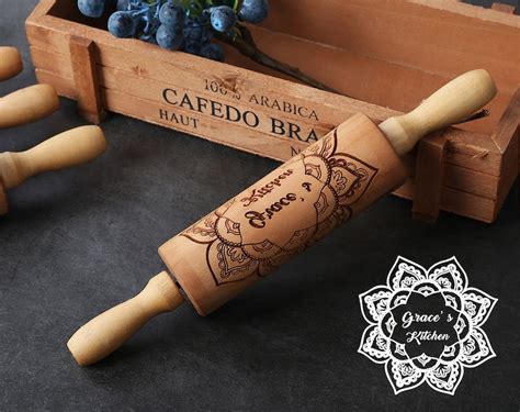 Customized Embossed Rolling Pin Personalized Natural Wood Etsy