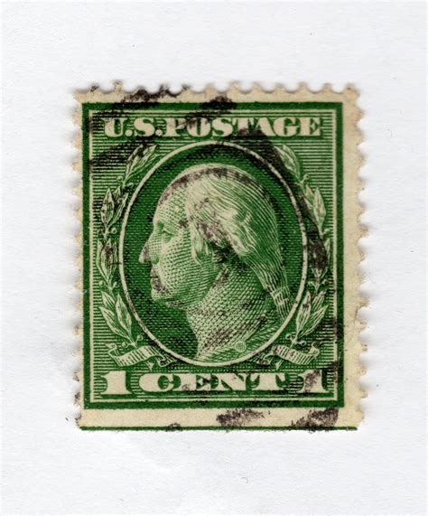 Us Postage Stamp 1 Cent Washington Green Facing Left 405 Etsy