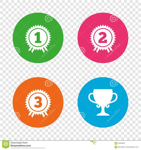 First Second And Third Place Icons Award Medal Stock Vector