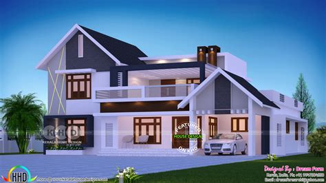 2790 Sq Ft 4 Bhk Mixed Roof House Plan Kerala House Design Beautiful