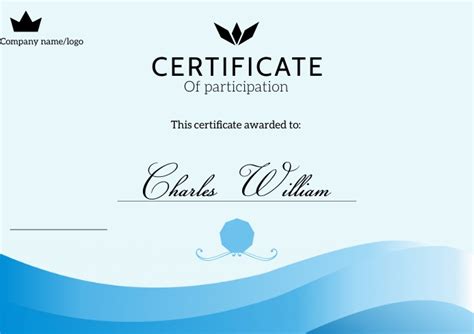 Certificate Participation Template Postermywall